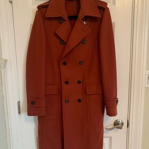 Hugo Boss wool coat. Rusty red. Lining in arms.